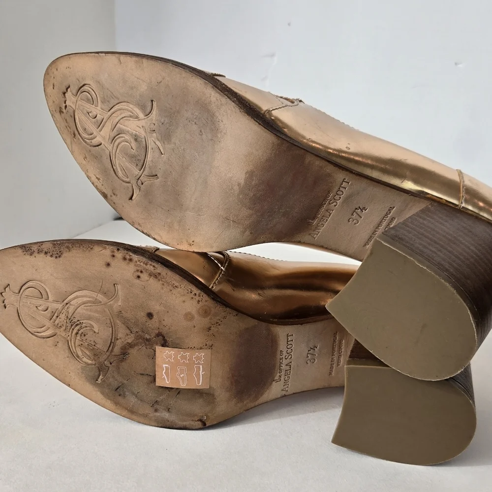 The office of Angela Scot Elegant Rose Gold Metallic Heels